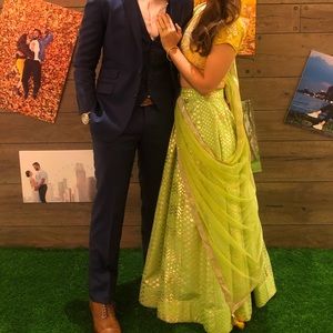 Gorgeous lime green and yellow lehenga